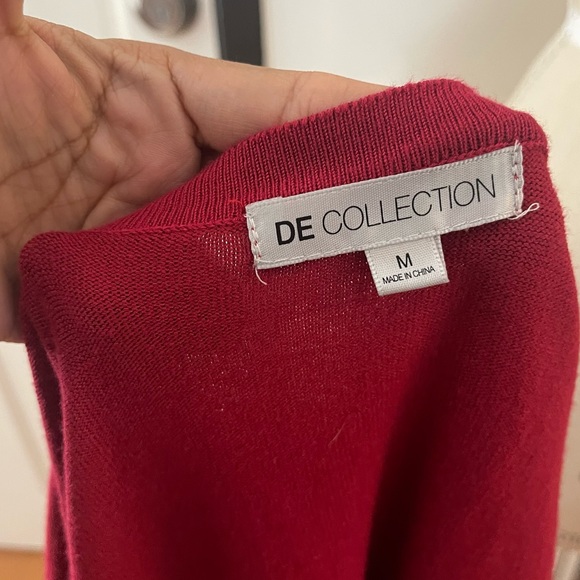 DE Collection Red V-Neck Button Sweater Cardigan - Picture 5 of 6